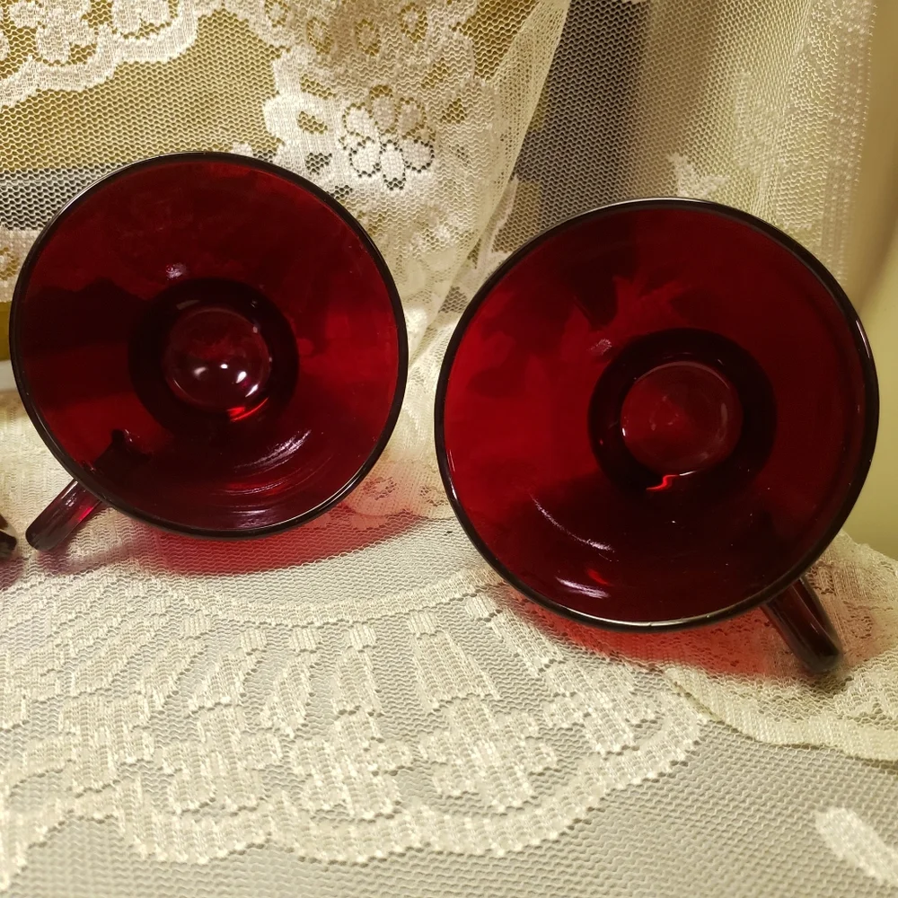 4 Vtg 1938-Royal Ruby Red Glass Tea/Punch/Snack Cups